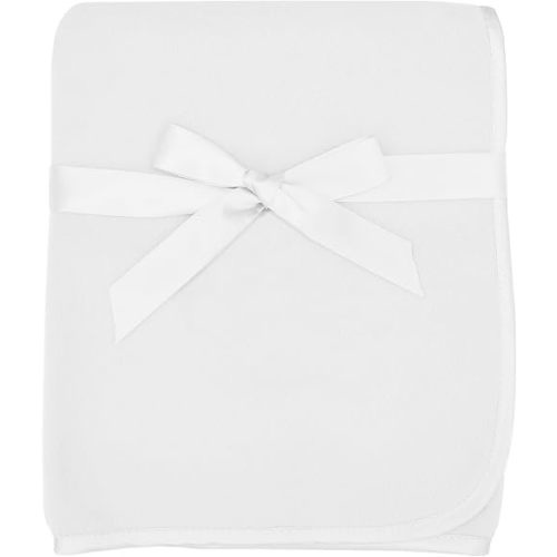 TL Care Fleece Blanket (30" x 30") with Silk-Like Satin Trim, Soft, Warm & Cozy, White, for Boys and Girls, Perfect for Baby Carrier, Stroller, Travel and Gifting