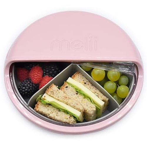 melii Bento Spin Lunch & Snack Container, Food Storage for Kids, BPA-Free, Dishwasher Safe – 4 Compartments, Pink
