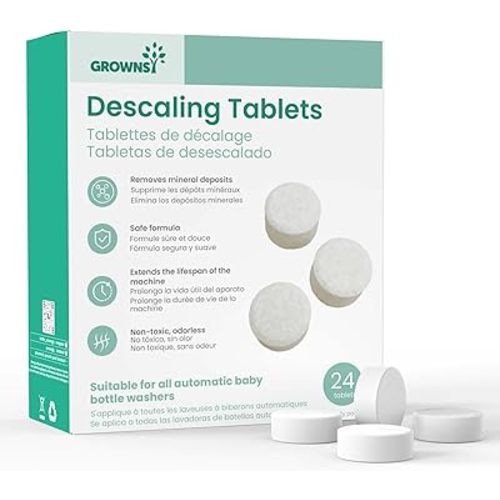 GROWNSY Descaling Tablets Descaler, 24 Descaling Tablets Compatible with Momcozy, Baby Brezza Bottle Washer, Effective for Bottle Washer, Warmer, Sterilizer, Formula Maker