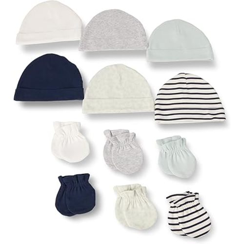 Amazon Essentials Unisex Babies' 12-Piece Hats and Mittens Set
