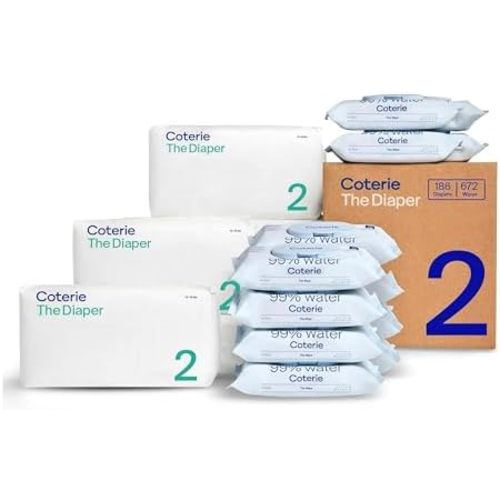 Coterie Baby Wipes + Diapers Kit, Size 2 Diapers, 12-Pack Wipes
