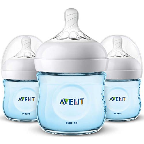Philips AVENT Natural Baby Bottle, SCF010/39, Blue, 4 Ounce (Pack of 3)
