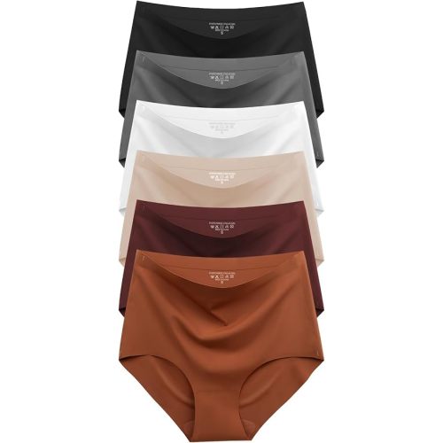 Cuweni Womens Underwear Seamless High Waisted Briefs Silky Stretch No Show Breathable Full Coverage Ladies Panties 6 Pack