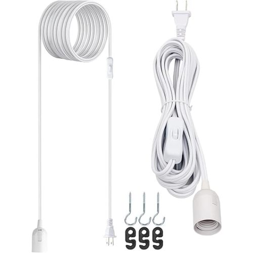 JACKYLED 20Ft UL Approval Extension Hanging Lantern Pendant Light Lamp Cord