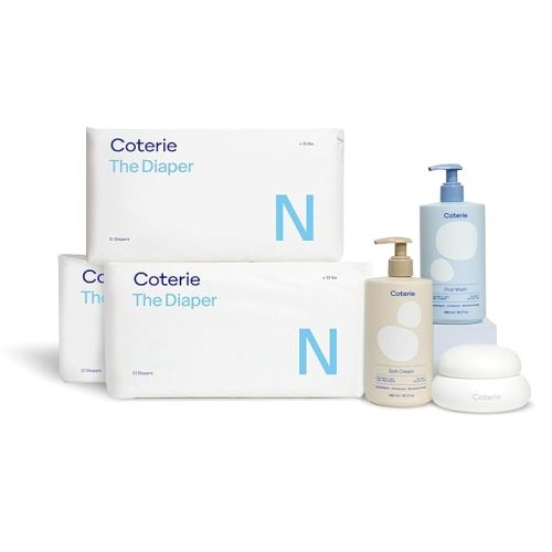 Coterie Newborn Diapers + Skin Essentials Kit (4 Piece Baby Gift Set)
