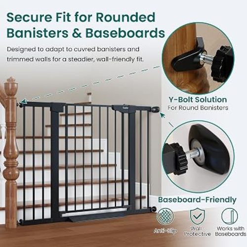 Cumbor 30-46" Baby Gate for Stairs, Auto Close Dog Gate for the House Black