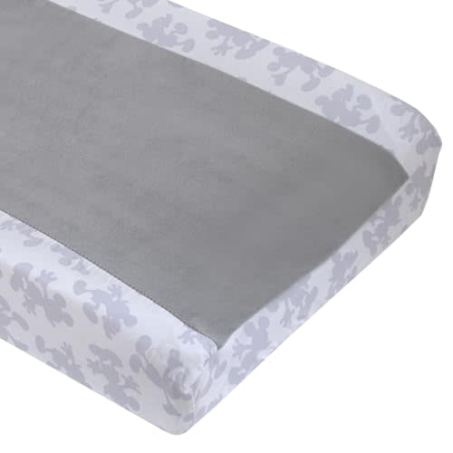 NoJo Disney Mighty Mickey Mouse Grey and White Super Soft Changing Pad Cover