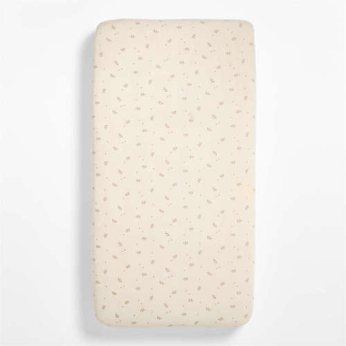 Supersoft Undyed Leaf Print 100% Organic Cotton Gauze Baby Crib Fitted Sheet