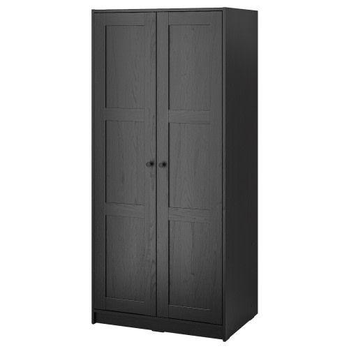 RAKKESTAD Wardrobe with 2 doors - black-brown 31 1/8x69 1/4 "
