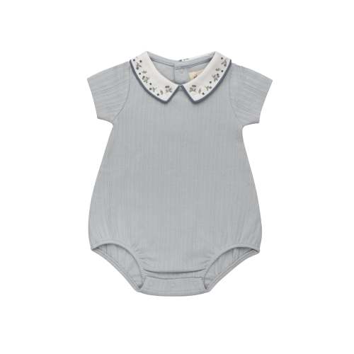 Boys Romper | Pointelle | Embroidered Collar | Ely’s & Co – Ely's & Co.