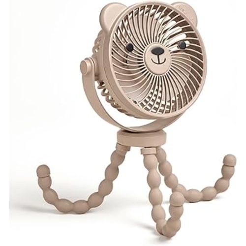 Itzy Ritzy Stroller Accessory - Features 360 Degree Swivel Design, Tilting & Flexible, Easy-Attach Wraparound Legs (Bear) - 3-Speed Stroller Fan
