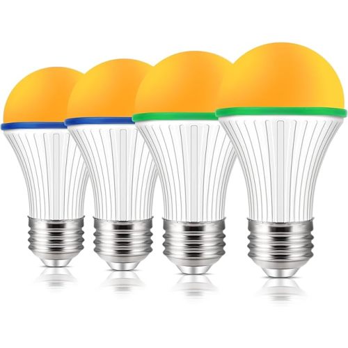 KINUR A15 3W Low Watt Amber Lights - Warm Light Bulbs for Sleep 25W Equivalent - E26 Medium Base -4 Pack