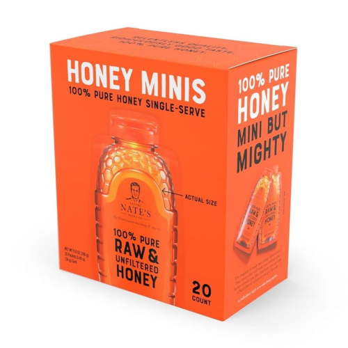 Nature Nate's Honey Minis: 100% Pure Raw and Unfiltered Honey - 20 Single Serve Packets, Gluten-Free
