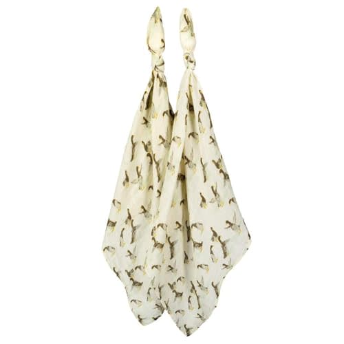 Milkbarn Baby Muslin Burp Cloths for Boys & Girls - Extra Large Washcloths 23" x 23", Pack of 2 - Soft & Absorbent 100% GOTS-Certified Organic Cotton - Burping Cloths for Babies (Duck)