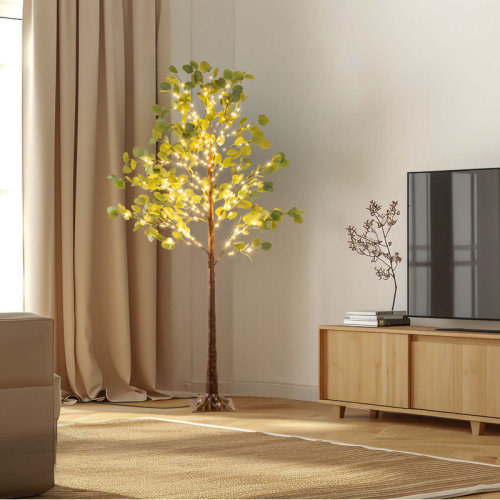 6FT Lighted Eucalyptus Tree LED Floor Lamp | Wayfair