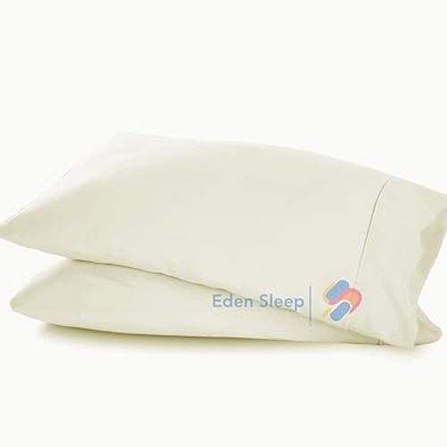 Toddler Travel Pillow Cases 12x16, Ivory Pack of 2 Zipper Closure Pillow Cover 100% Cotton Small Pillowcase, 500 Thread Count Nersury Pillowcase 12x16 inch, Ivory Solid
