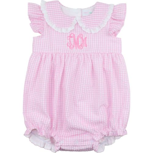 Pink Seersucker Eyelet Bubble