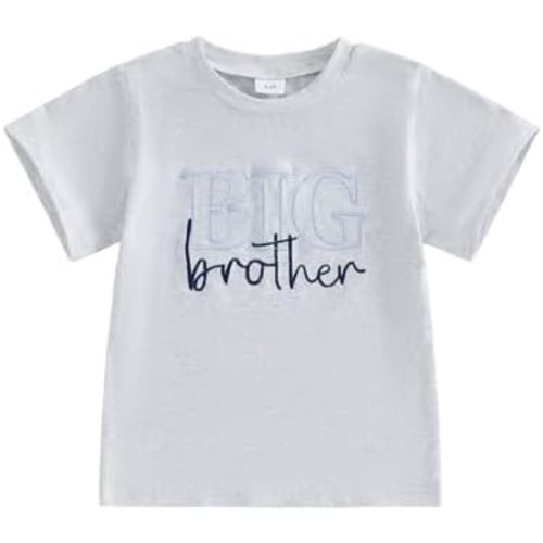 Toddler Boy Girls Clothes Sibling Matching T-Shirts Big Brother/Sister Letter Embroidered Short Sleeve Shirt Tops