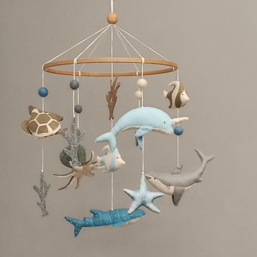 Ocean baby mobile, New Baby gift, Nautical nursery decor, Under the Sea turtle/Octopus/Whale shark/Narwhal crib mobile, Baby shower gift