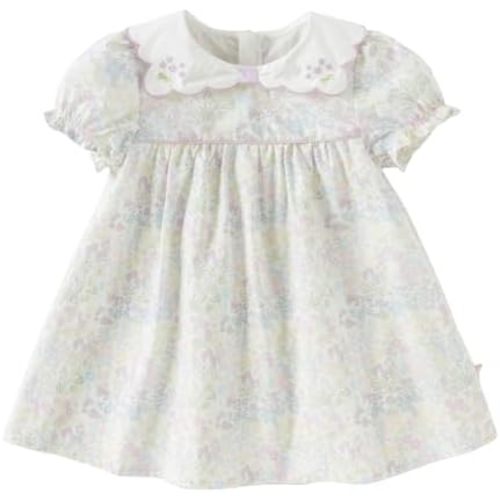DAVE&BELLA Toddler Baby Girl Smocked Dress Short Puff Sleeve Playwear Dress