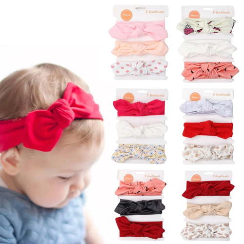 3PCS Baby Girls Headbands with Bows Elastics Hair Bows Hairbands Hair Accessories for Newborn Infant Toddlers Kids