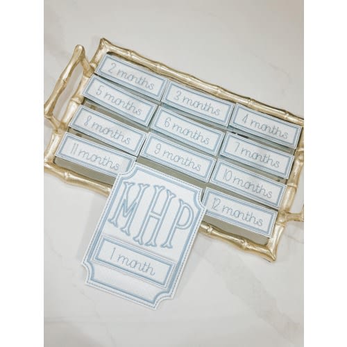 Baby Monthly Milestone Keepsake Set — Blue Bitty Dot