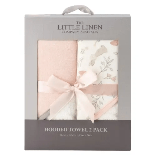 The Little Linen Company Harvest Bunny Hooded Towel 2 Pack in Pink | MYER