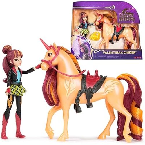 Unicorn Academy, Valentina & Cinder Set with 2 Riding Accessories & Hair Styling Tool, Dolls & Unicorn Toys for Girls Ages 4 and up