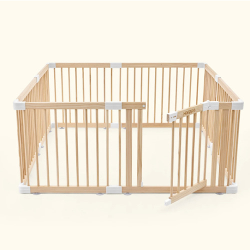 HARPPA Wooden Baby Gate Playpen | Non-Toxic Foldable DIY Adjustable Play Yard for Infants & Toddlers – Natural Finish Baby Fence for Small & Large Spaces