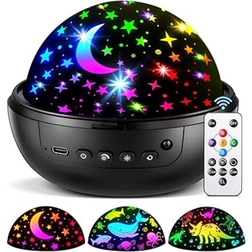COOLNIGHT Night Light for Kids,93 Lighting+3 Films Kids Night Light Projector,Remote+Dimmable Star Projector,360° Ceiling Stars Glow in The Dark Stars,Christmas Gifts for 4 Year Old Boy Birthday Gift