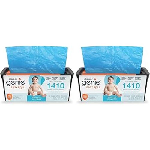 Diaper Genie Easy Roll Refill | 30 Bags Per Refill | Holds Up to 1410 Newborn Diapers | Odor Control | Diaper Pail Refill Bags | Fits Diaper Genie Signature & Platinum Pails (Pack of 2)