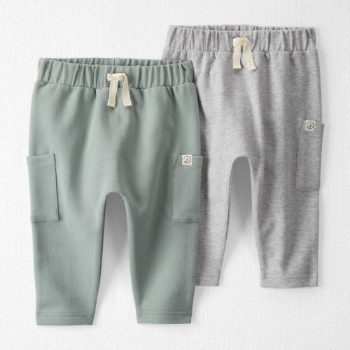 Sage Pond, Heather Grey Baby 2-Pack Organic Cotton Pants in Sage Pond & Heather Grey | carters.com