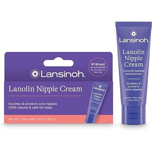 Lansinoh Lanolin Nipple Cream Safe for Breastfeeding Baby, 100% Natural Nipple Butter for Mom, Breastfeeding Essentials, 1.41 Ounces