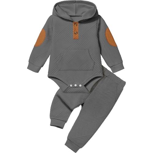Fommy Baby Boy Clothes Colorblocked Long Sleeve Hoodie + Long Pants 2PCS Fall Winter Outfits Set