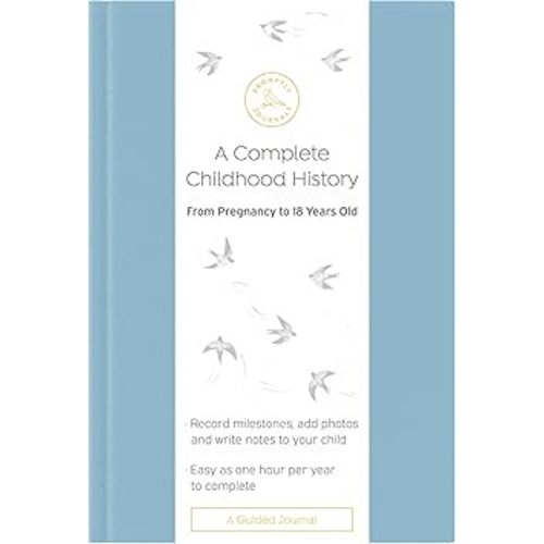 Promptly Journals, A Complete Childhood History: From Pregnancy to 18 Years Old (Dusty Blue, Leatherette) | Baby Book and Pregnancy Journal | Baby Memory Book