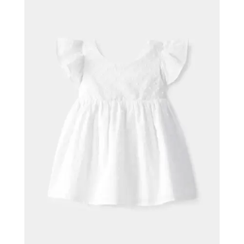 Baby Girl Swiss Dot Ruffle Dress - White - OshKosh B'gosh | Carter's