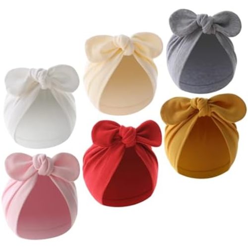 QandSweet Baby Girl Hat Infant Cotton Hats Knotted Rabbit Ear 0-12 Months