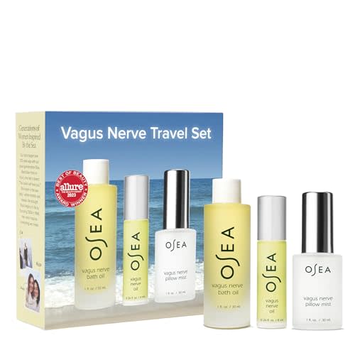 OSEA Vagus Nerve Travel Set – 3-Piece Wellness Spa Gift Set for Men & Women, Essential Oil, Bath Oil & Pillow Mist, Aromatherapy for Stress Relief, Relaxation & Sleep