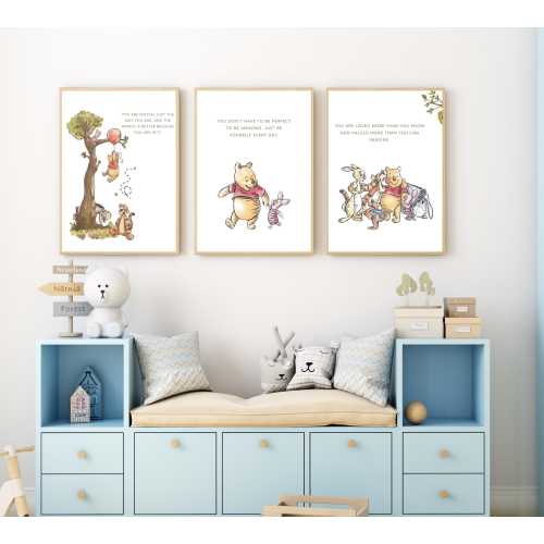 Winnie-the-Pooh Nursery Prints, Classic Quote Wall Art (Set of 3) (Digital Download)