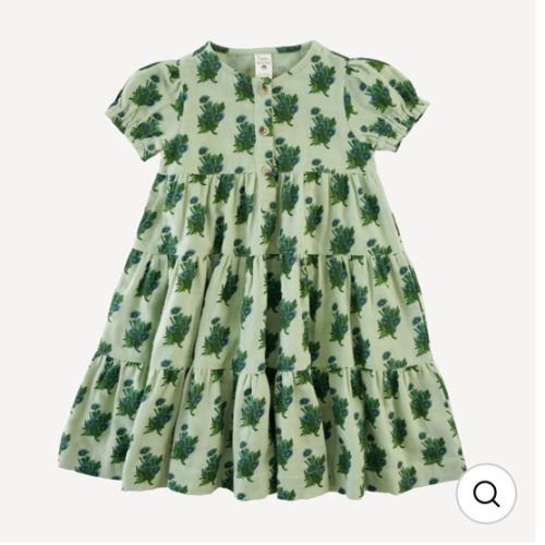 short puff sleeve prairie dress | blue tiny calendula | organic cotton – kate quinn