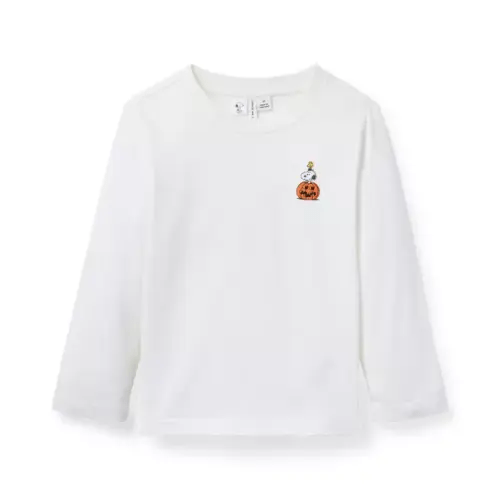 Boy Jet Ivory Peanuts Snoopy Pumpkin Embroidered Tee by Janie and Jack