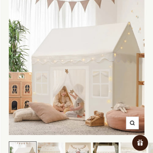 Tiny Land® Playhouse Tent – Natural Cream Indoor Tent for Kids