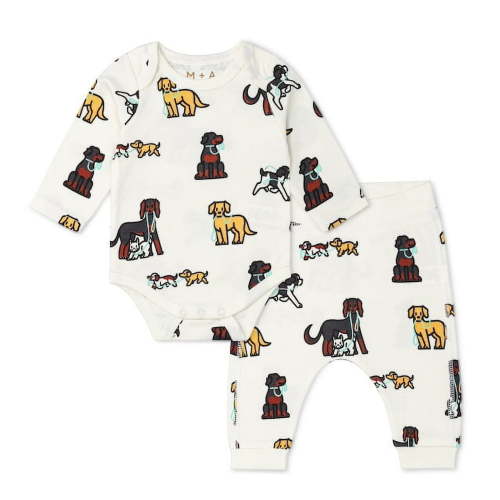 M+A by Monica + Andy Organic Cotton Gender Neutral First Moves Bodysuit + Groove Pant Set, Sizes Newborn -24 Months