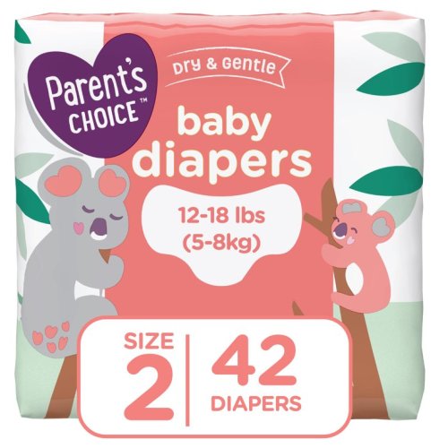 Parent's Choice Dry and Gentle Comfortable Soft Wetness Indicator Diapers - Size 2, 42 Count