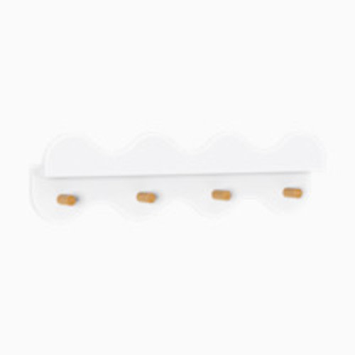 babyletto Lido Wave Bookshelf with Hooks - White/Honey