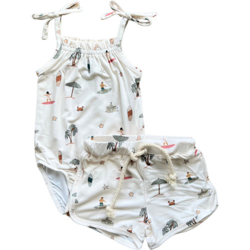Tie Tank Bodysuit & Shorts Set Take Me To The Beach - Babysprouts | Maisonette