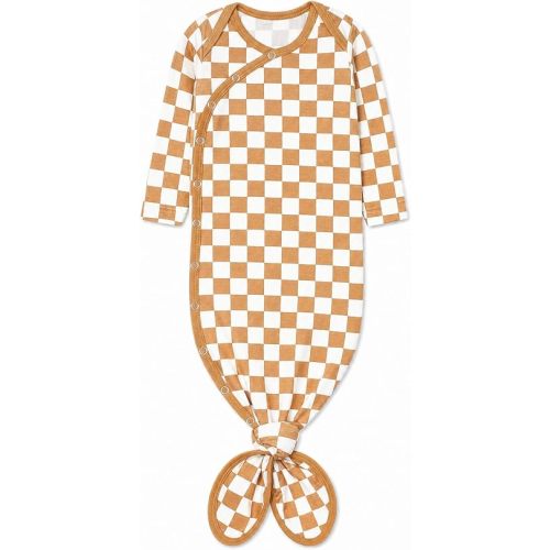 Copper Pearl Baby Gown - Knotted Newborn Sleepers for Baby Boy and Girl, Soft Stretchy Long Sleeve Infant Gowns with Bottom Tie and Hand Mittens, Perfect Hospital Coming Home Outfit (Rad)