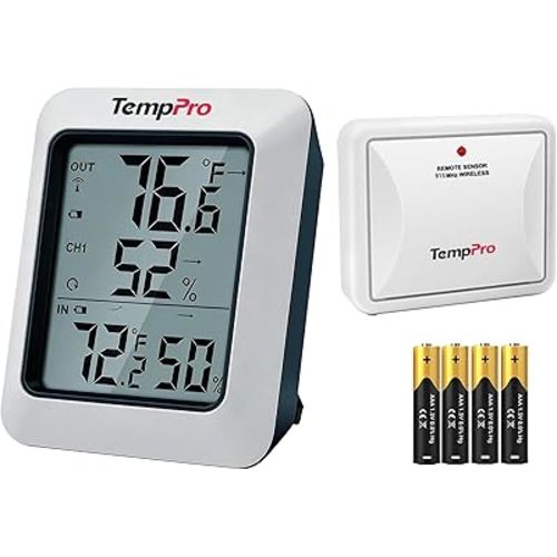 TempPro TP60 Digital Hygrometer Outdoor Thermometer Wireless Temperature and Humidity Gauge Monitor Room Thermometer with 500ft/150m Range Humidity Meter Temperature Indicators (Previously ThermoPro)