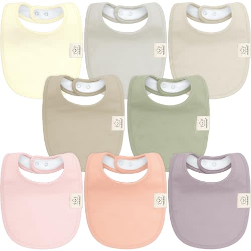 8-Pack Organic Baby Bibs for Boys, Girls - Soft Cotton Drooling and Teething Baby Bibs, Baby Girl Bibs, Baby Boy Bibs, Baby Drool Bibs for Baby Girl, Boy, Newborn Infant Bibs (Embrace)