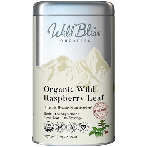 Wild Bliss Organic Red Raspberry Leaf Tea Pregnancy and Menstrual Support - Loose Leaf Herbal Tea - 1.76 Oz - 25 Servings